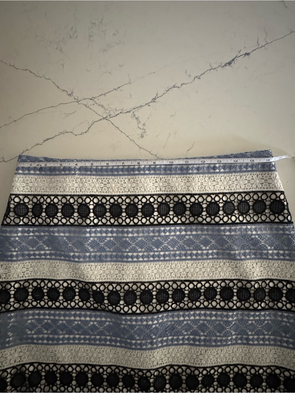 Talbots Pencil Lace Skirt Blue/White Size 10 - Picture 11 of 12